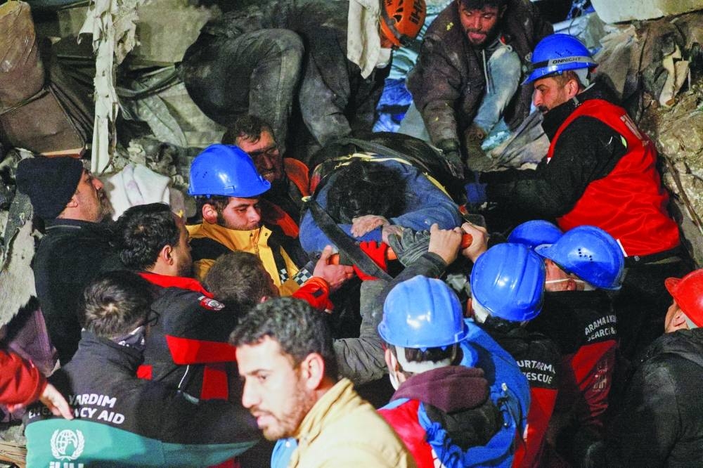 Turkey Syria Quake Toll Tops 7 300 As Rescuers Battle Cold Gulf Times