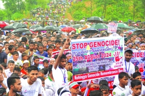 Rohingya demand an end to violence on 7th anniversary of flight from Myanmar