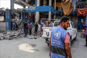 IOF bombs UNRWA vehicle south of Deir Al-Balah