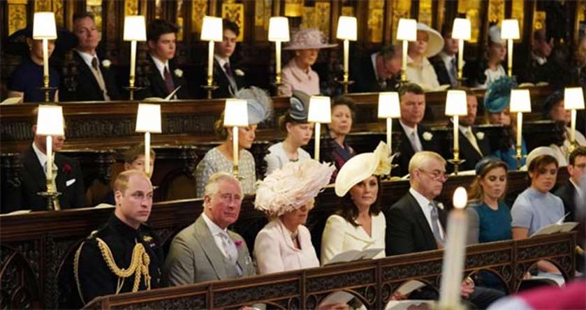 Members of the royal family attend the wedding ceremony in Windsor on Saturday