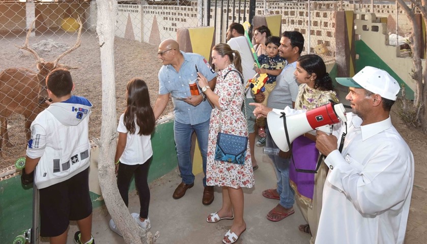 Visitors at the Al Dosari Zoo and Game Reserve.