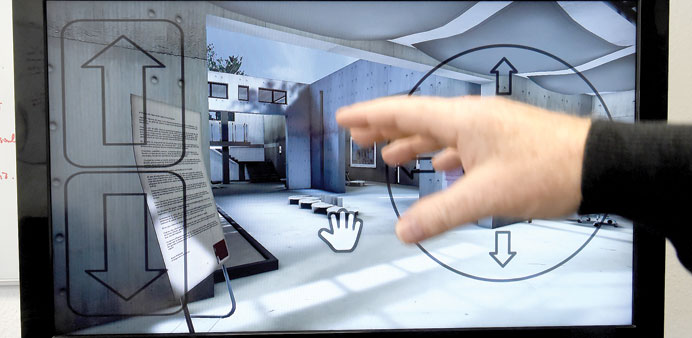 CONTROL: The Myestro Kiosk System is a computer that can be controlled by hand gestures from outside a window. 