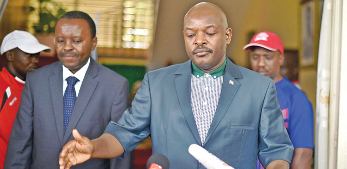 Burundiu2019s President Pierre Nkurunziza talks to the media in Bujumbura yesterday.