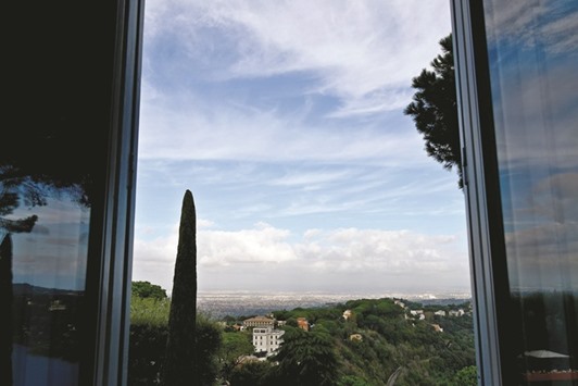 A photo taken on Friday shows the view from a window of the Pontiffu2019s private  apartments in Castel Gandolfo.