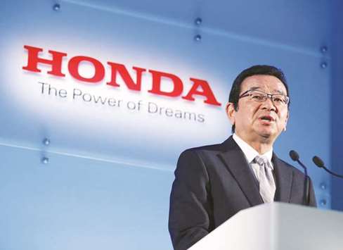 Honda Motor chief executive officer Takahiro Hachigo speaks at a news conference in Tokyo yesterday. Hachigo has been trying to revive a culture of innovation at Japanu2019s No 3 automaker, after a number of major product recalls in recent years as well as  lacklustre product offerings, partly because it focused so much on increasing volumes and profit.