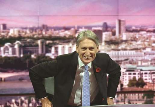 Chancellor of the Exchequer Philip Hammond appears on the Marr Show on BBC Television in central London yesterday.