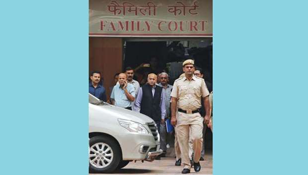 M J Akbar leaves a New Delhi court after a hearing in a defamation suit he filed against a female journalist yesterday.