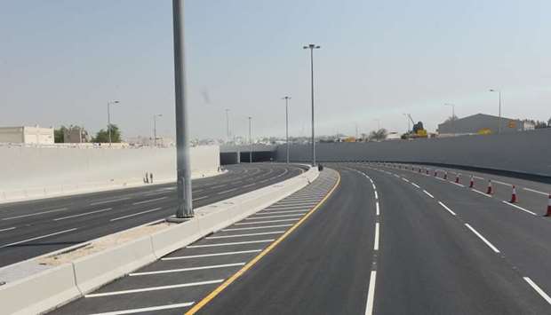 The stretch between the new bridge and tunnel at Khalid Bin Abdullah Al Attiya Interchange and the new tunnel at Sheikh Khalid Bin Hamad Al Thani Interchange is ready for partial opening Friday. PICTURE: Shaji Kayamkulam.