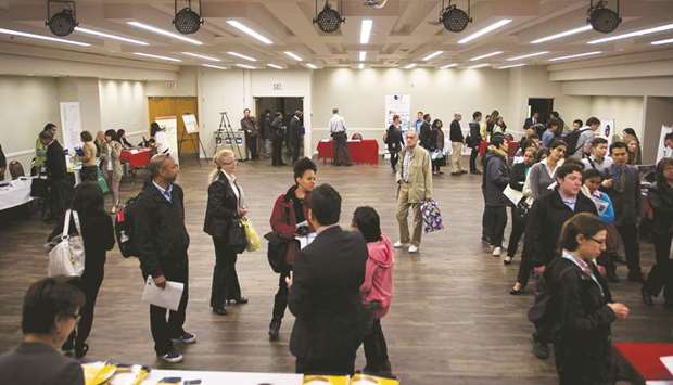 Job-seekers meet recruiters and career advisers at the Canada Job Expo held at North York Memorial Hall in Toronto (file). Full-time employment in Canada rose by 334,000 in September, compared with 44,200 new part-time positions, Statistics Canada said yesterday.