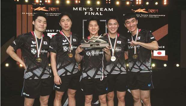 South Korean men won the team title at the Asian Table Tennis Championships after defeating Chinese Taipei 3-1 at the Lusail Sports Hall yesterday.