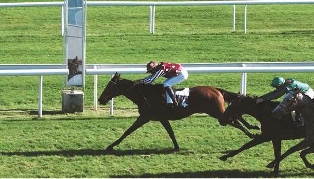 Jockey Alexandre Gavilan guides Zarakhan to the Prix de Floirac victory in Bordeaux-Le-Bouscat, France. (Laurent Ferriere)