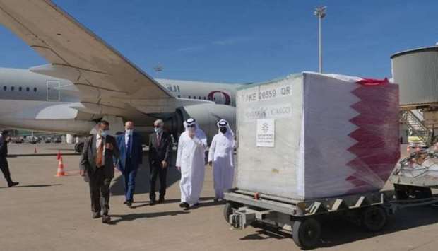 The aid shipment contained 200 respirators produced and provided by Barzan Holdings, a subsidiary of the Ministry of Defence