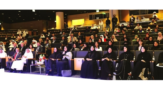 HE the Minister of Education and Higher Education Buthaina bint Ali al-Jabr al-Nuaimi and other dignitaries at the event.