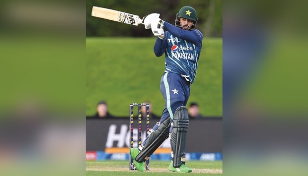 Pakistanu2019s Mohamed Nawaz in action during the Twenty20 tri-series match against Bangladesh at Hagley Oval in Christchurch yesterday. (AFP)