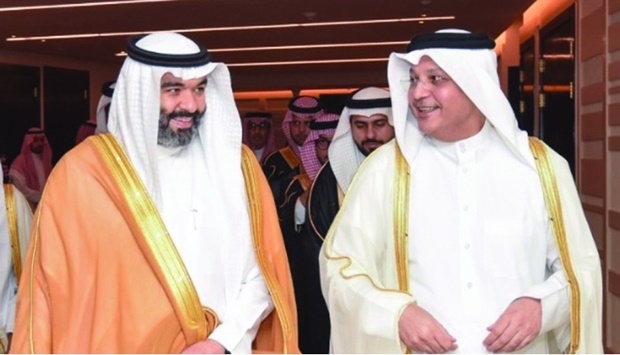 HE the Minister of Communications and Information Technology Mohamed bin Ali al-Mannai with Saudi Minister of Communications and Information Technology Eng Abdullah bin Amer Alswaha and the accompanying delegation.