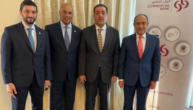 Commercial Bank representatives to the event included Mohamed Ismail Mandani al-Emadi, board member; Joseph Abraham, Group CEO; Fahad Badar, EGM, International Banking; and Parvez Khan, EGM, Head of Investments and Strategy.