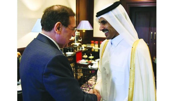 HE the Minister of State for Energy Affairs, Saad bin Sherida al-Kaabi meets with Tarek el-Molla, Egypt's Minister of Petroleum and Mineral Resources