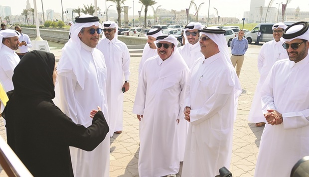 HE the Minister of Transport Jassim Seif Ahmed al-Sulaiti, HE the Minister of Communications and Information Technology Mohamed bin Ali al-Mannai and Ashghal president Dr Saad bin Ahmed al-Muhannadi at the Smart Parking Service launch yesterday. PICTURE: Shaji Kayamkulam