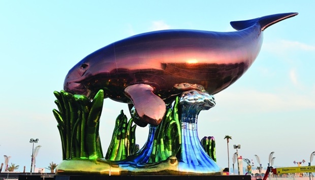 The 21m high and 31m wide shiny steel sculpture can be seen at Al Masrah Park. PICTURE: Shaji Kayamkulam