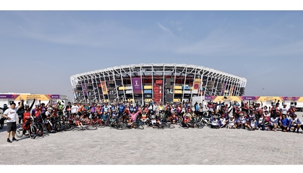 The riders in front of Stadium 974