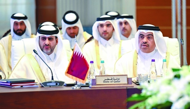 HE the Minister of Finance Ali bin Ahmed al-Kuwari and QCB Governor HE Sheikh Bandar bin Mohamed bin Saoud al-Thani participated in the joint meeting of finance ministers and central bank governors of the GCC states with director general of the International Monetary Fund in Riyadh.