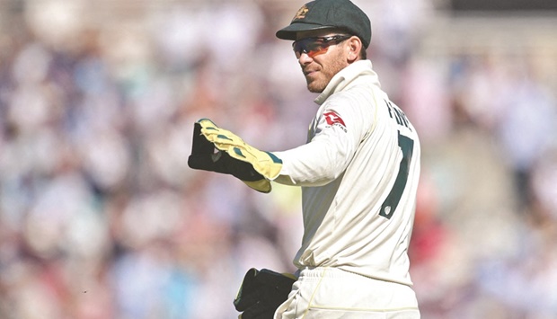 A file photo taken on September 14, 2019 shows Australiau2019s captain Tim Paine during play on the third day of the fifth Ashes Test at The Oval in London. (AFP)