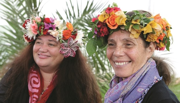 Participants from Cook Islands attend a meeting during the UN Climate Change Conference 2016 (COP22) in Marrakesh.