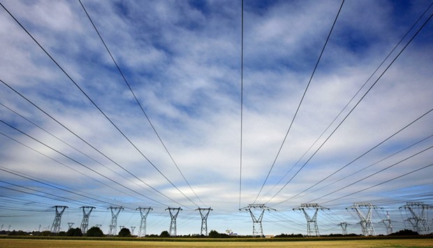 This file photo taken on August 31, 2006 shows high-voltage electric lines of the French power company RTE, in Villejust, near Paris.