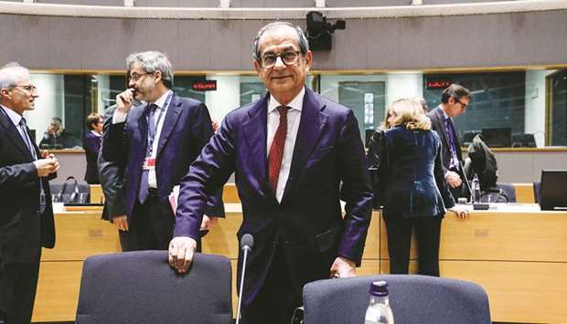 Giovanni Tria, Italyu2019s finance minister, arrives for a round-table discussion during a Eurogroup meeting in Brussels, Belgium, on November 5. Tria, who has fought a losing battle to contain a spending push by deputy premiers Luigi Di Maio of the anti-establishment Five Star Movement and Matteo Salvini of the anti-migration League, will confirm a deficit of 2.4% of national growth despite pressure from the European Commission, newspaper Il Sole 24 Ore reported on Saturday.