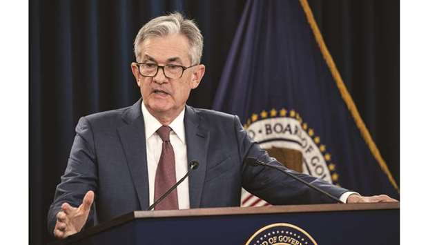 Jerome Powell, chairman of the US Federal Reserve, speaks during a news conference in Washington, DC, on October 30. u201cWe see the current stance of monetary policy as likely to remain appropriate as long as incoming information about the economy remains broadly consistent with our outlook,u201d Powell said.