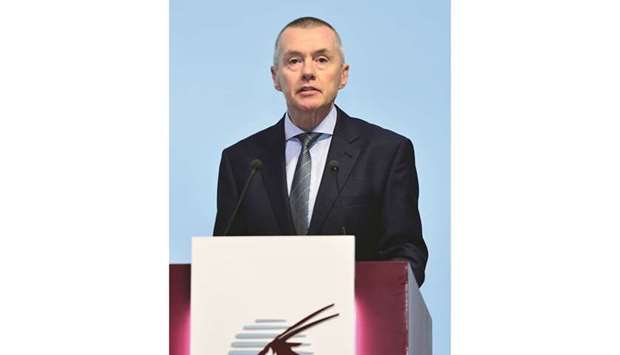 IATA director general Willie Walsh addressing Arab Air Carriers Organisation (AACO) 54th AGM in Doha on Thursday. PICTURE: Shaji Kayamkulam