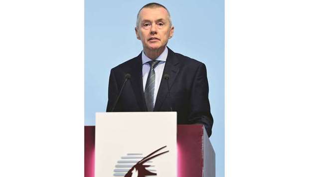 IATA director general Willie Walsh addressing Arab Air Carriers Organisation (AACO) 54th AGM in Doha on Thursday. PICTURE: Shaji Kayamkulam
