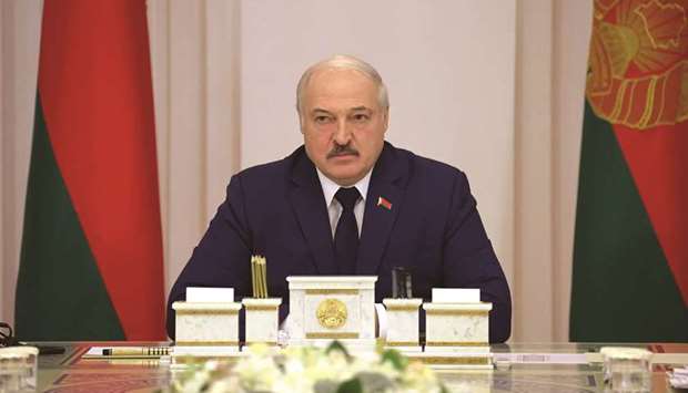 Belarusian President Alexander Lukashenko chairs a meeting with the leadership of the Council of Ministers in Minsk, Belarus yesterday.