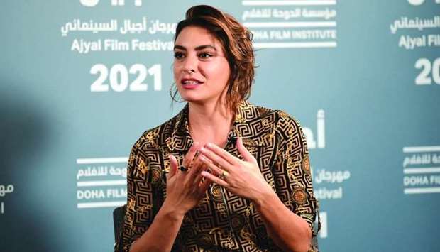 Yumna Marwan attending the 'Costa Brava, Lebanon' press briefing during the Ajyal Film Festival 2021 in Doha Tuesday. PICTURE: Eamonn M McCormack/Getty Images for DFI