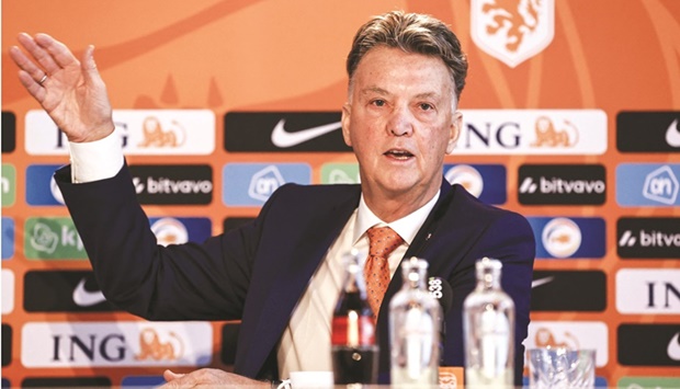 The Netherlandsu2019 head coach Louis van Gaal speaks during a press conference after announcing the squad in Zeist. (AFP)