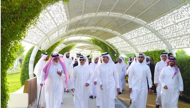 HE the Minister of Municipality Dr Abdullah bin Abdulaziz bin Turki al-Subaie with officials and guests at the opening of the park