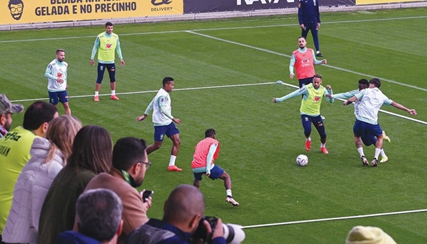 Brazil's full World Cup team in training as Marquinhos joins