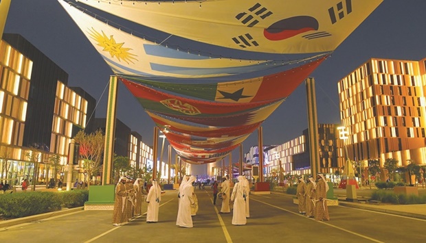 Qatari artistes perform at the Lusail Boulevard before the opening of the three-day festivities. PICTURES: Ram Chand.