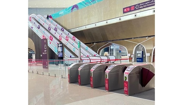 Gates at a Doha Metro station.