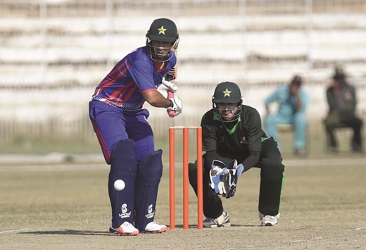 Former Pakistan Test captain Salman Butt plays a shot during a domestic one-day match in Hyderabad yesterday. (AFP)