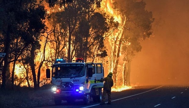 Firefighters battling a fire at Waroona in Western Australia.