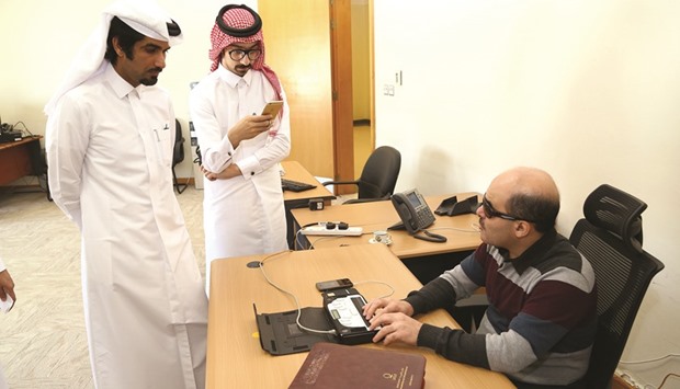 Qatar Charity presented  digital braille version of the Holy Quru2019an to Al Noor Institute for the Blind.