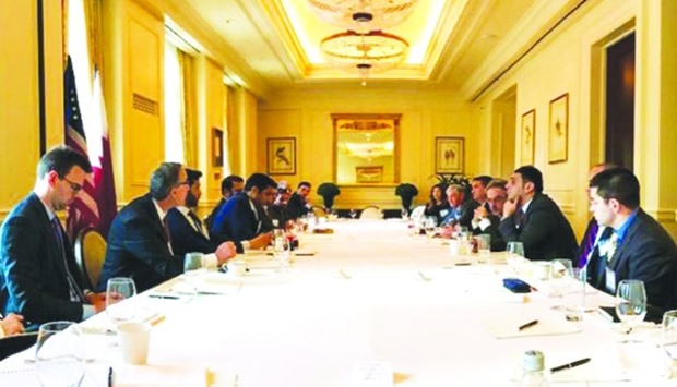 Members of the US-Qatar Business Council during a dialogue with Staff Brigadier General Yousef al-Kuwari, Qataru2019s Defense Attachu00e9 at Washington, DC