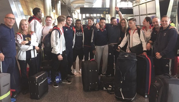 Great Britainu2019s artistic gymnastics team at their arrival in Hamad International Airport in Doha yesterday.