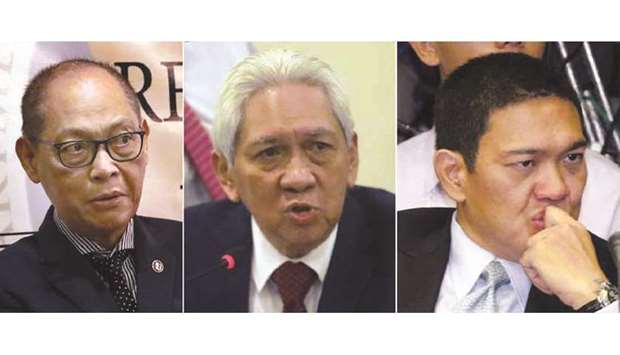 From left: Budget Secretary Benjamin Diokno, Ombudsman Samuel Martires, and House Majority Leader Rolando Andaya Jr.