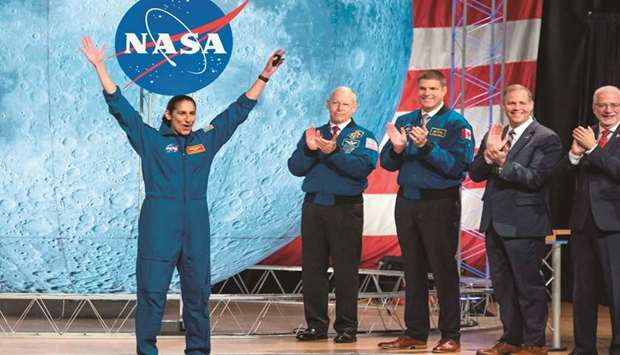 Nasa astronaut Jasmin Moghbeli celebrates during a graduation ceremony at Johnson Space Center in Houston on Friday.