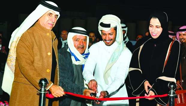 Prominent Qatari businessman Sheikh Faisal bin Qassim al-Thani and Elite Paper Recycling chairman Abdallah al-Suwaidi leading the ribbon-cutting ceremony in the presence of other dignitaries. PICTURE: Ram Chand.