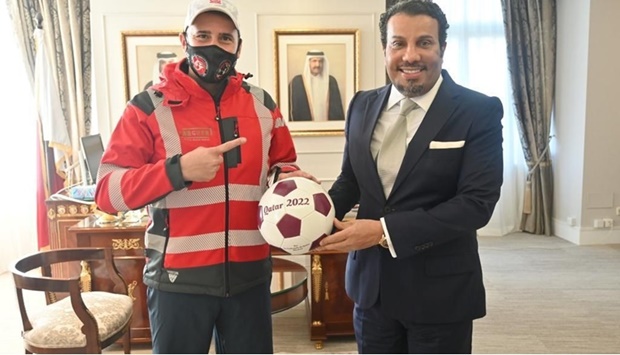 HE Ambassador of Qatar to Spain Abdullah bin Ibrahim Al Hamar meets with Spanish adventurer Santiago Sanchez