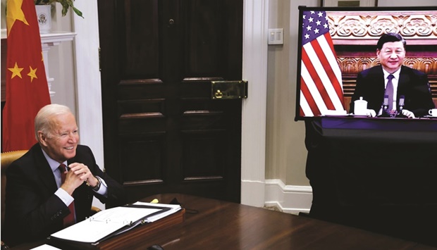 COSTLY BARGAIN: US President Joe Biden speaks virtually with Chinese leader Xi Jinping from the White House in Washington last November.