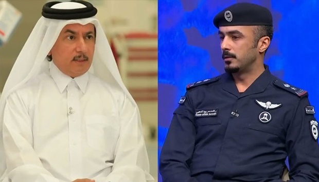 Dr Abdullatif al-Khal (L) and Lt Col Rashid al-Kaabi speaking to Qatar TV Wednesday